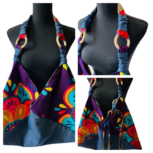 Handmade Handbags - Handmade Boho Triangle Bag Origami Bag Ankara Tote